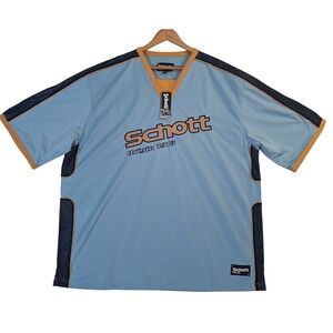 Vintage Schott NYC Origin 1913 Mens 2XL Blue Jersey Mesh Shirt K312 NWT